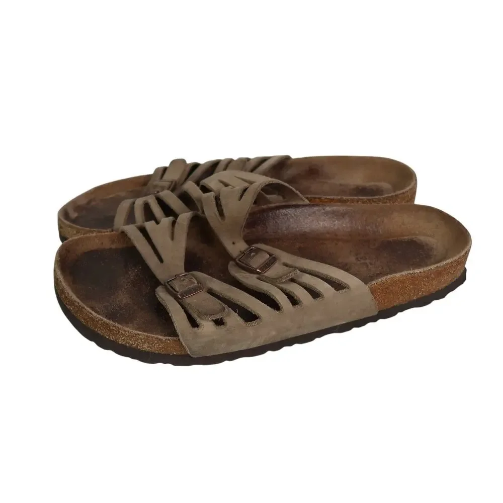 Birkenstock Granada Taupe Suede Leather Sandals Womens 9